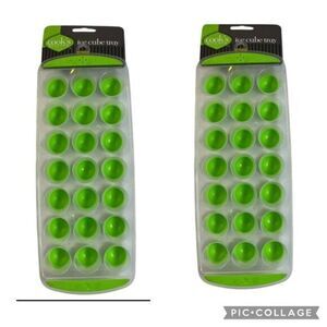 NWT Cook's Kitchen Green Ice Cube Tray 21 Small Dome Ice Cubes/Snack Pack of 2